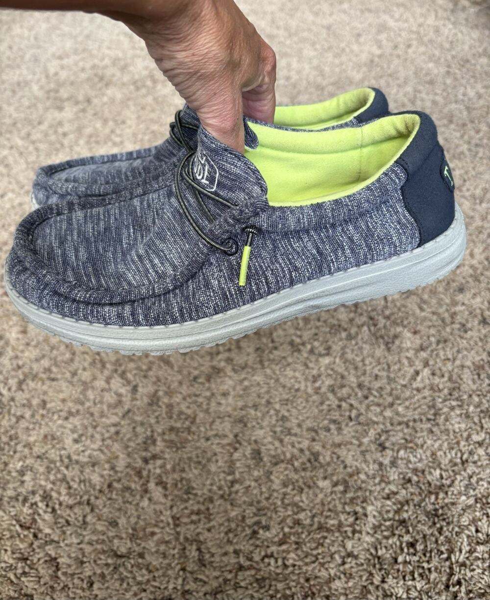 Hey Dude Y6 “Wally Youth Stretch” Classic Blue Shoes. Great Shape, Comfortable